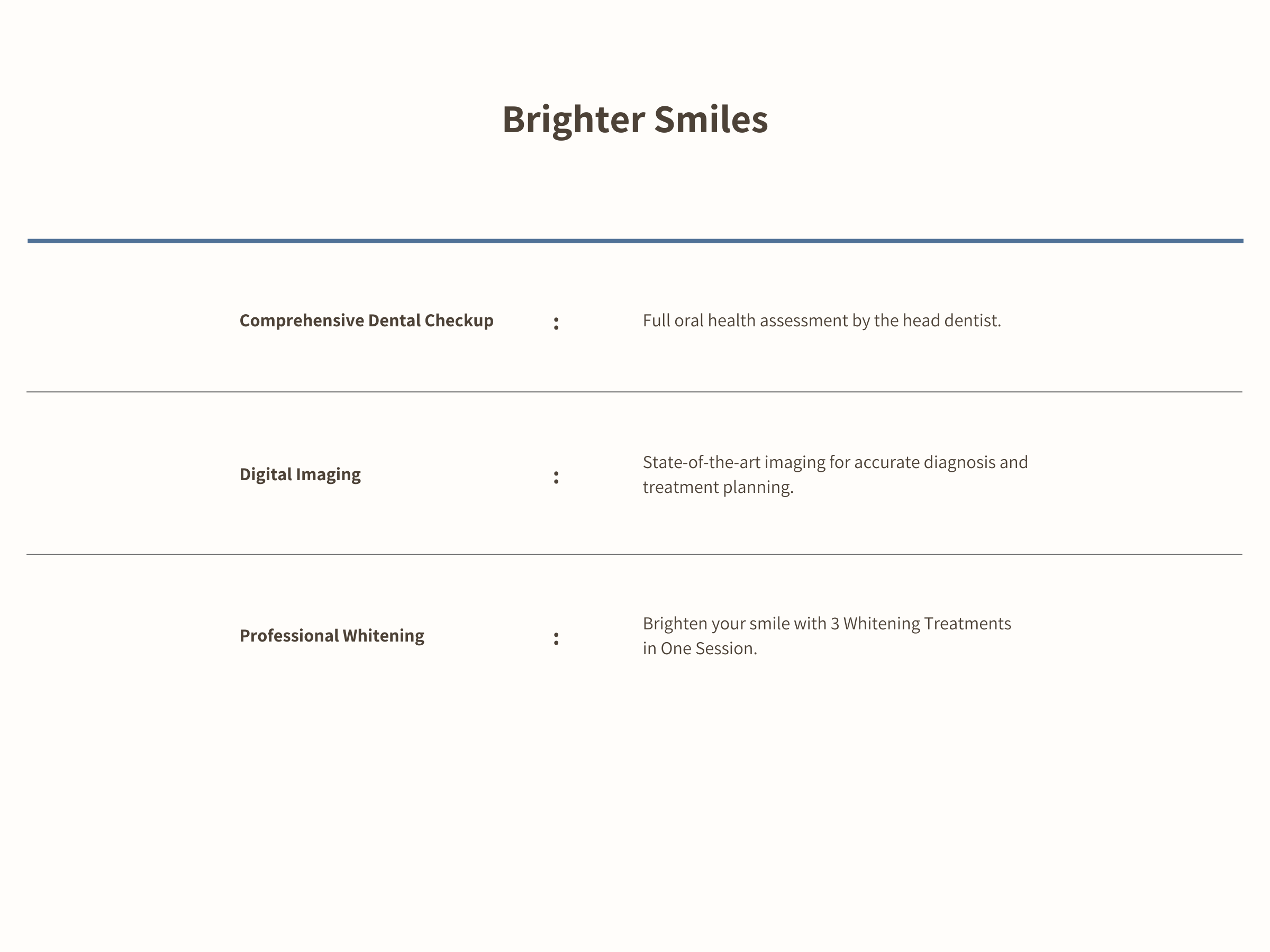 Save-Teeth Whitening Screening Chart